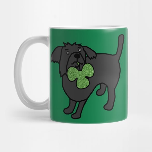 Cute Dog Holding Green Club by ellenhenryart